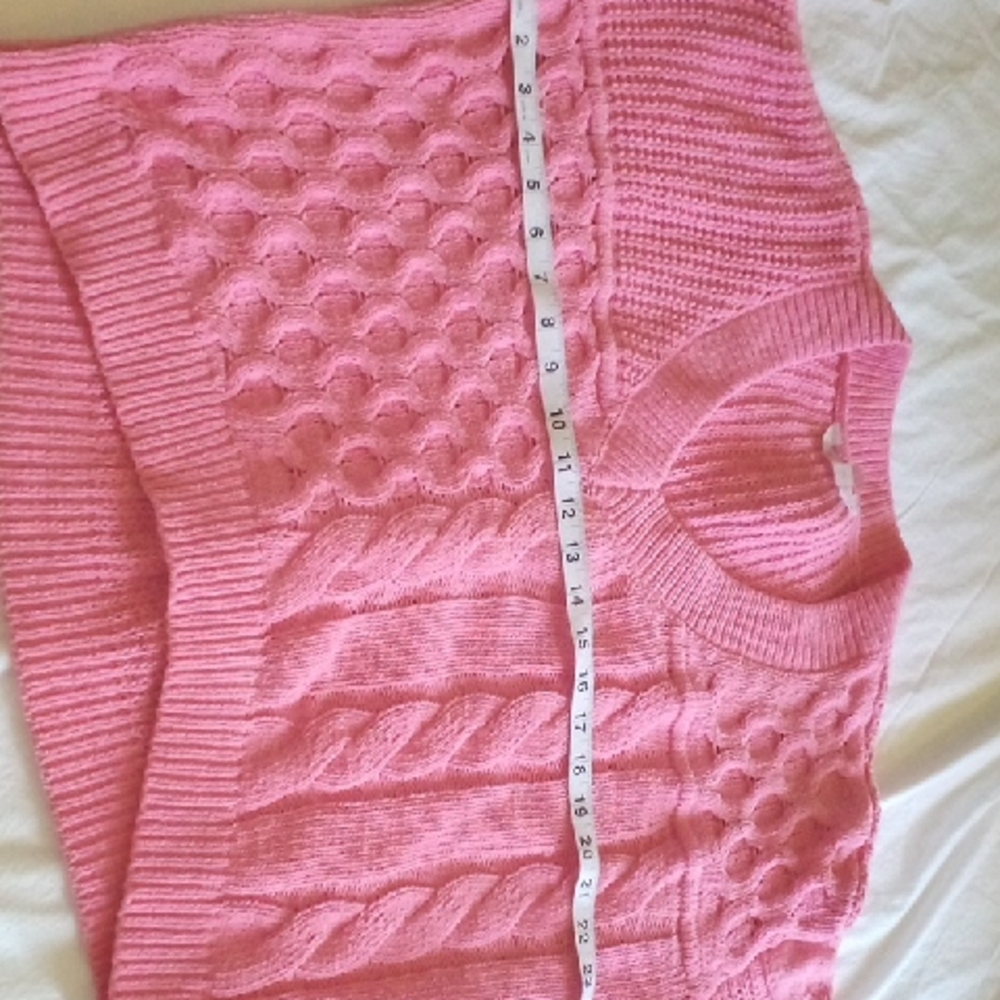No Boundaries Pink Crew Neck Sweater with Cable Knit